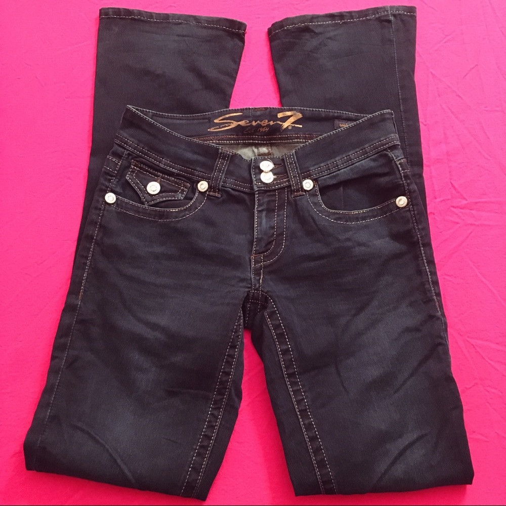 2/$20 Seven7 Bling Dark Skinny Flare Stretch Jeans